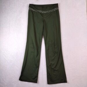 Champion C9 Womens Olive Green Wide Leg Yoga Pants Patterned Waistband Size S
